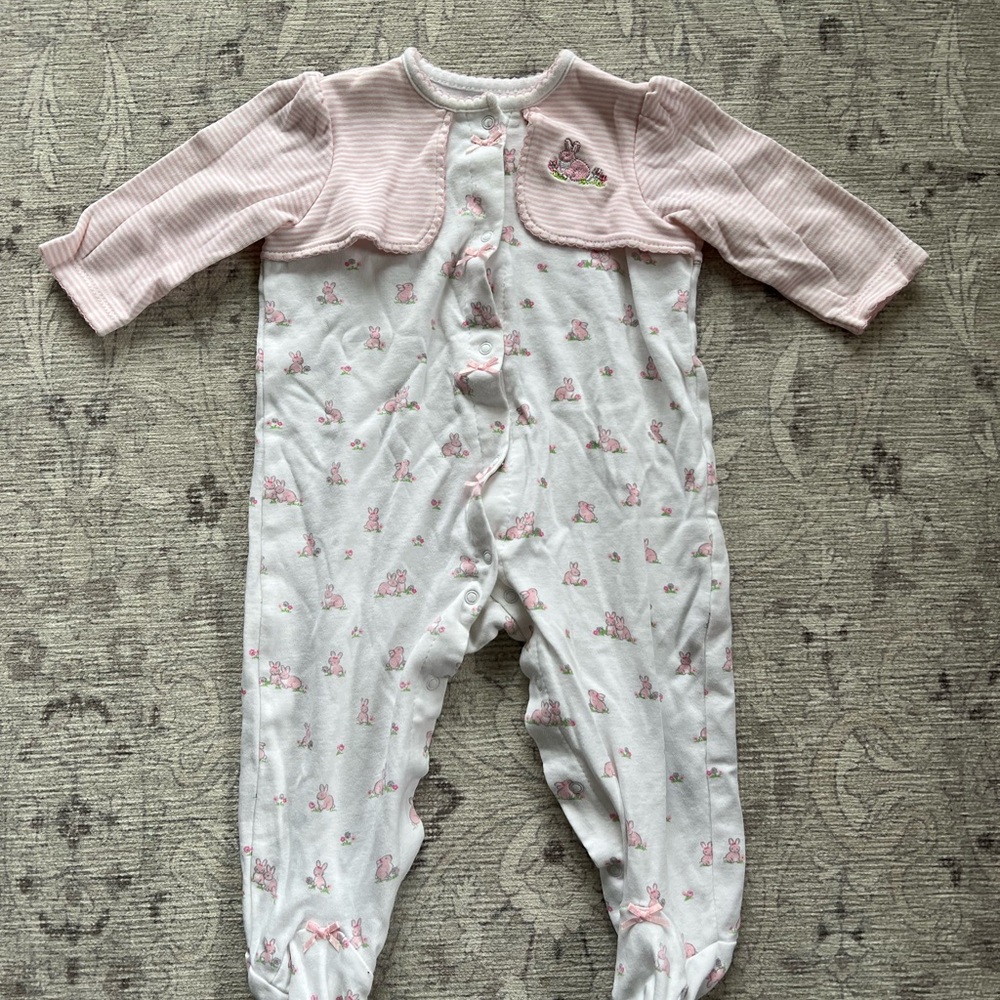 Little Me Pink Bunny Footie Pajamas